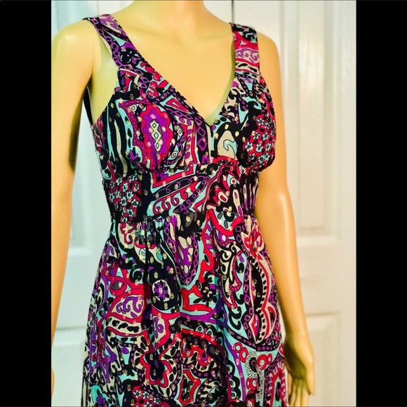 Tibi colorful silk V-neck dress size small - Picture 5 of 7